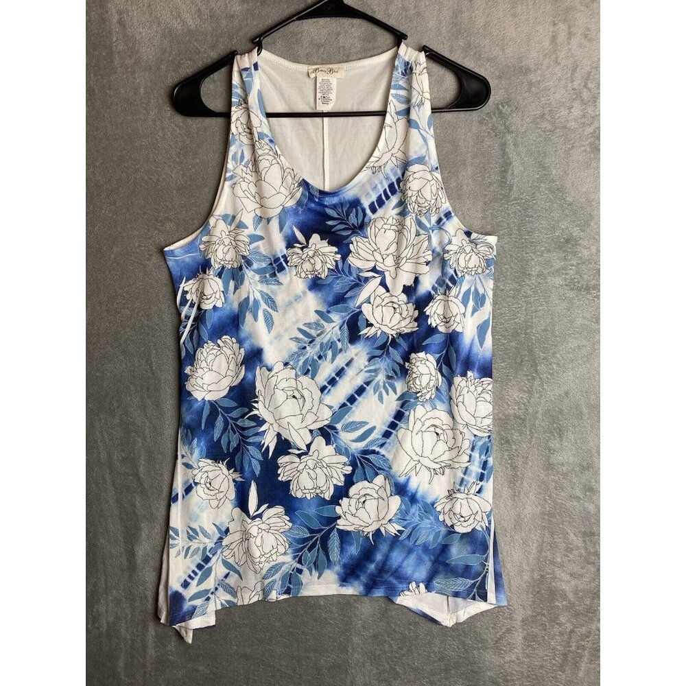 Brittany Black Womens Medium Blue Floral Sleeveless Top